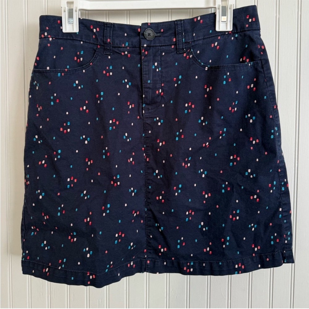 Croft & Barrow Navy Mini Skirt size 6 with Colorful Dots